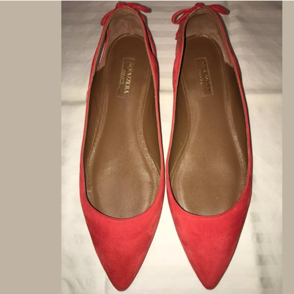 Aquazzura Forever Marilyn Tassel Bow Suede Flats - Picture 6 of 8
